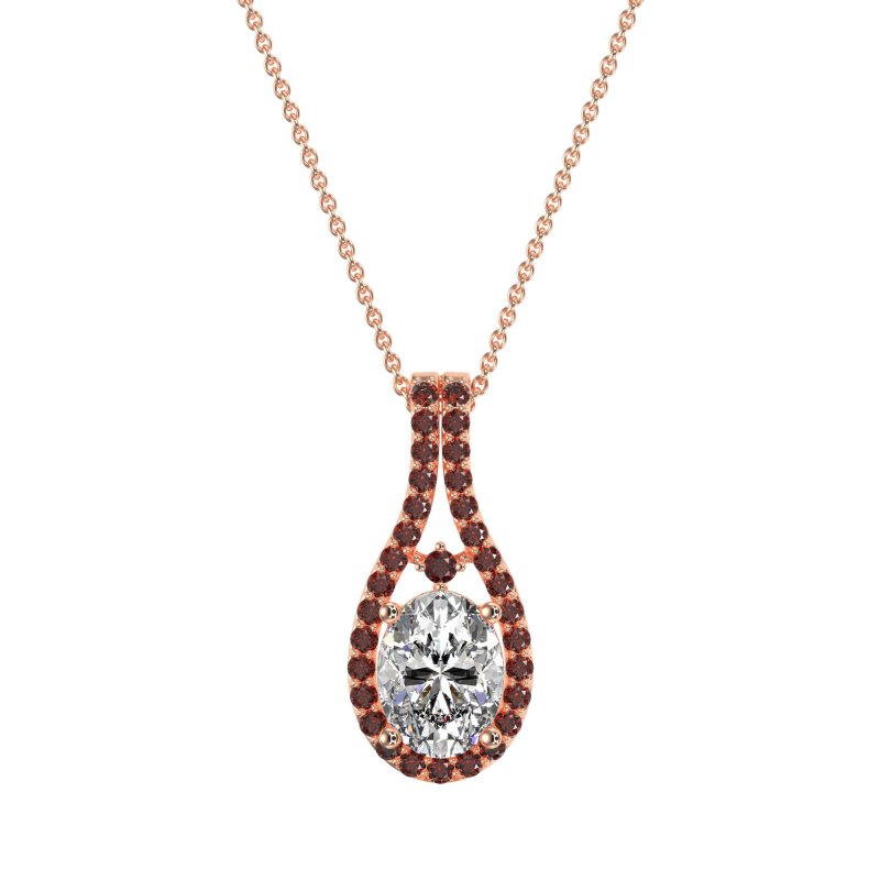 Wrap Around Halo Oval Necklace