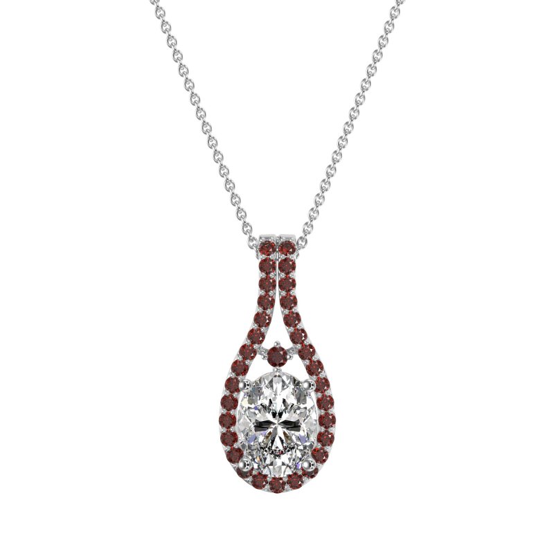 Wrap Around Halo Oval Necklace