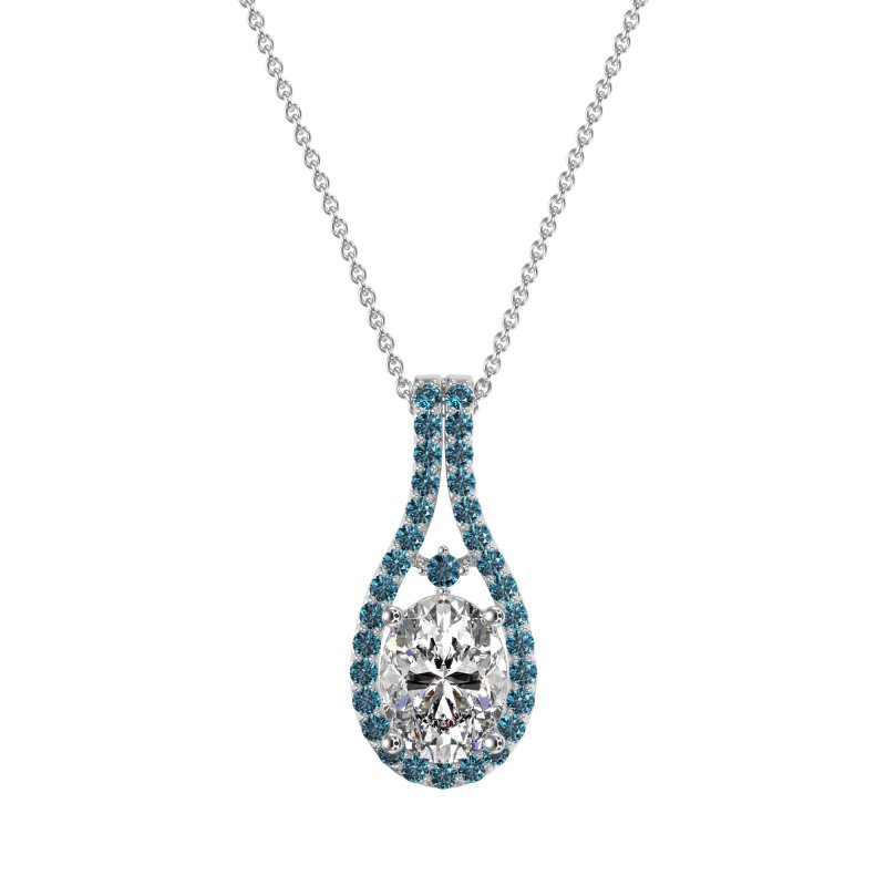 Wrap Around Halo Oval Necklace
