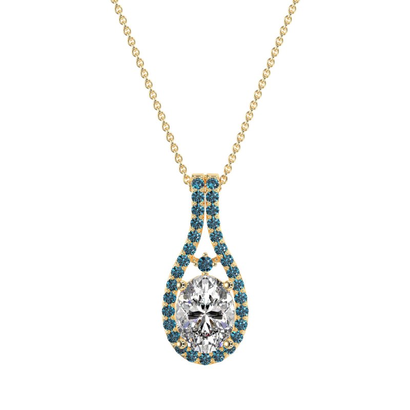 Wrap Around Halo Oval Necklace