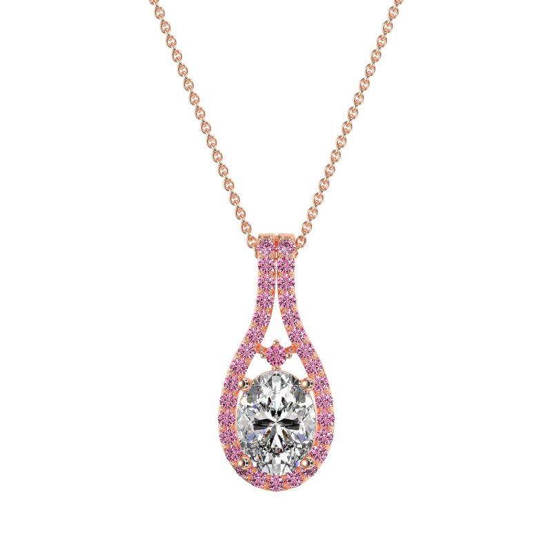 Wrap Around Halo Oval Necklace