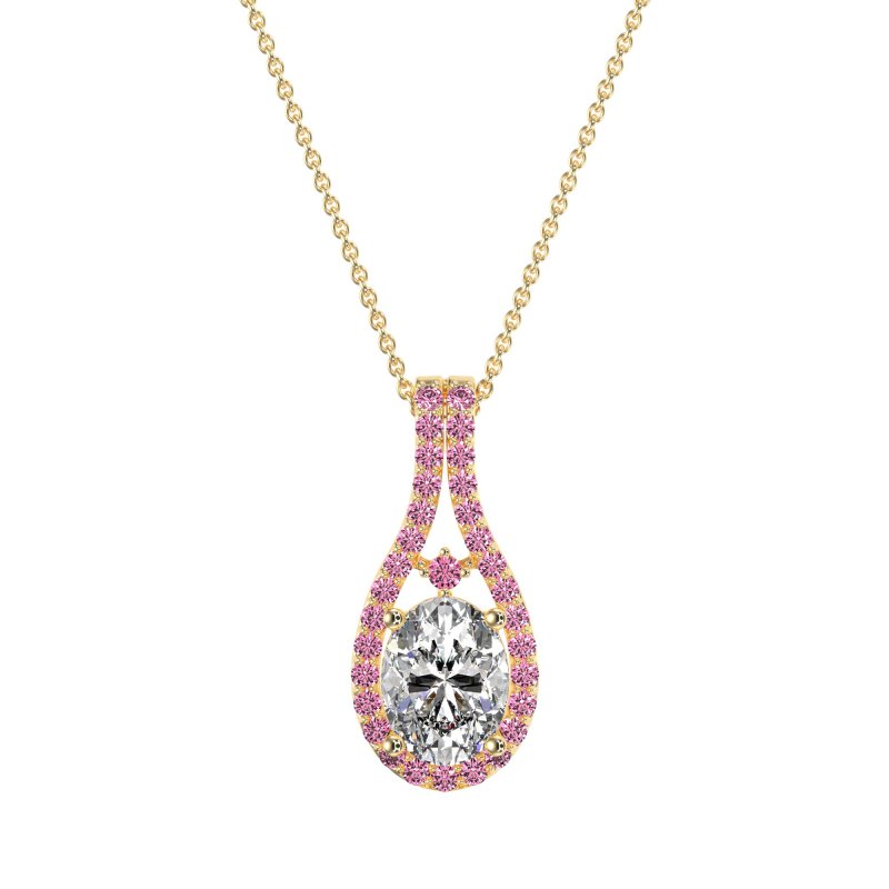 Wrap Around Halo Oval Necklace