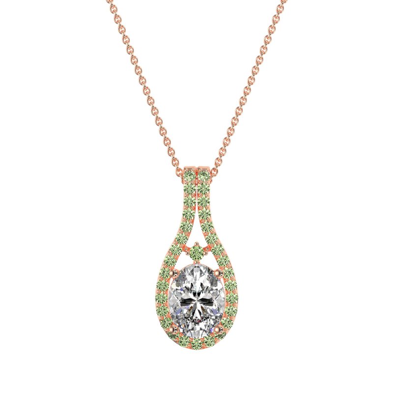 Wrap Around Halo Oval Necklace