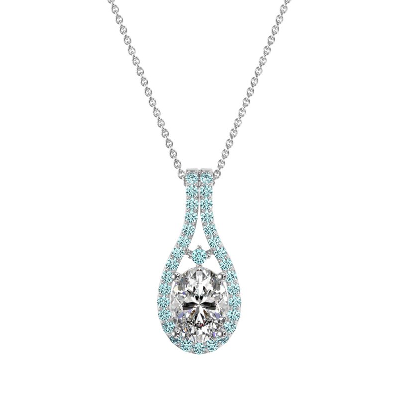 Wrap Around Halo Oval Necklace