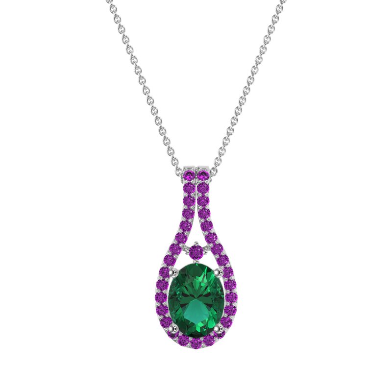 Wrap Around Halo Oval Necklace
