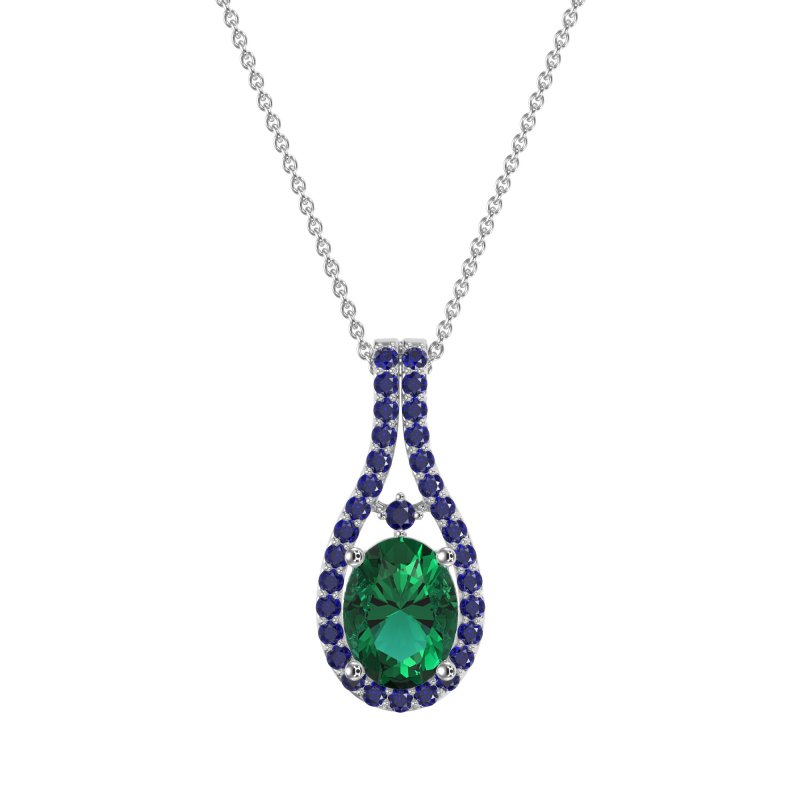 Wrap Around Halo Oval Necklace
