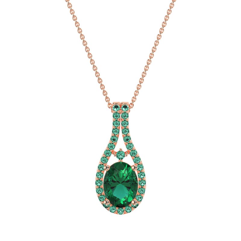 Wrap Around Halo Oval Necklace