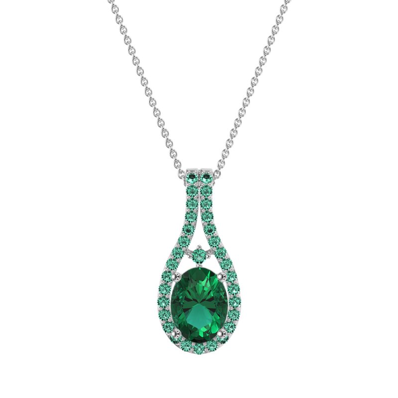 Wrap Around Halo Oval Necklace