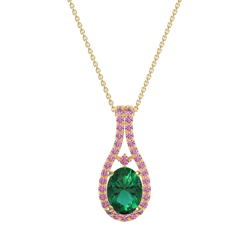 Wrap Around Halo Oval Necklace