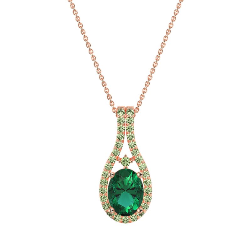 Wrap Around Halo Oval Necklace