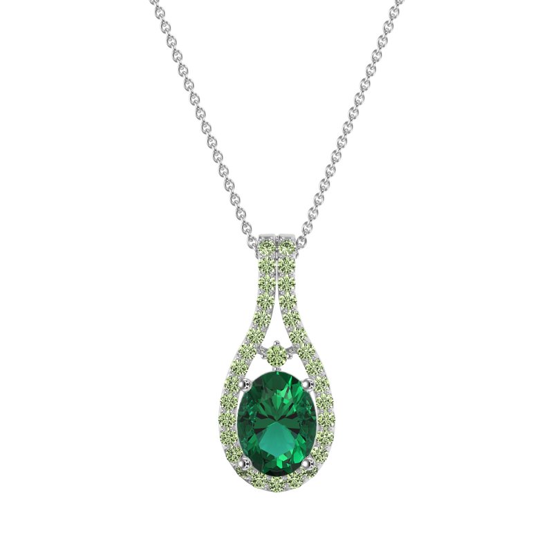 Wrap Around Halo Oval Necklace