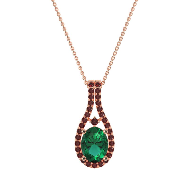 Wrap Around Halo Oval Necklace