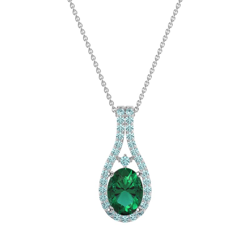 Wrap Around Halo Oval Necklace
