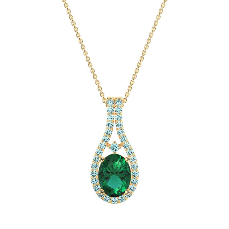 Wrap Around Halo Oval Necklace