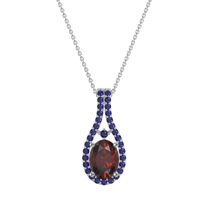 Wrap Around Halo Oval Necklace