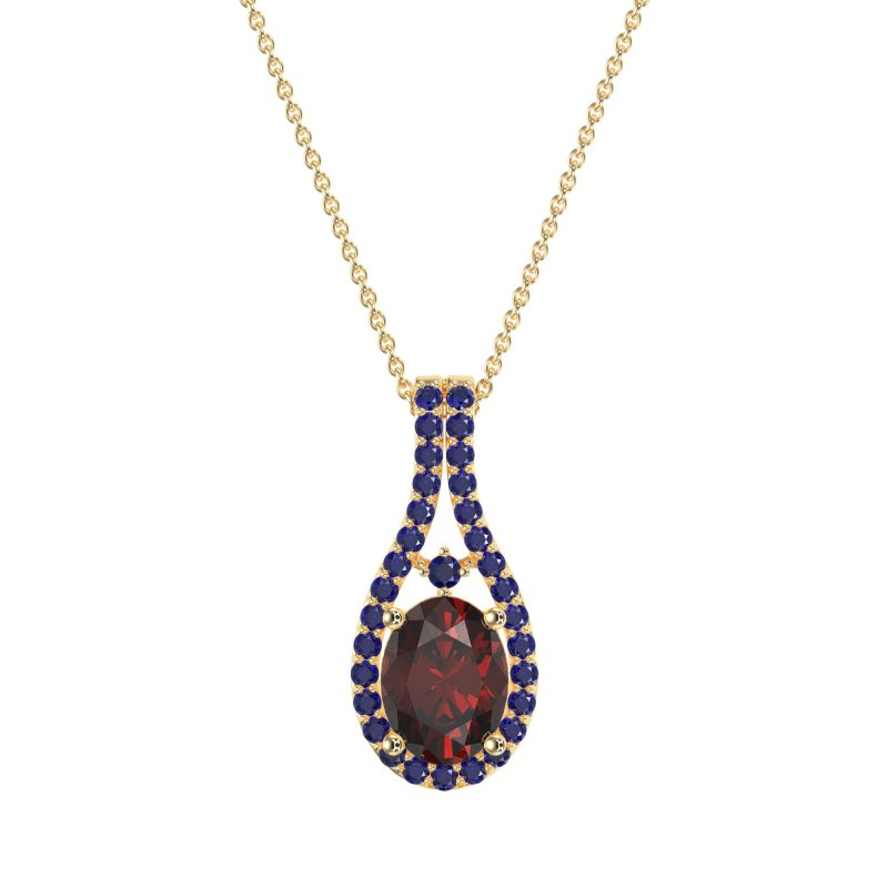 Wrap Around Halo Oval Necklace