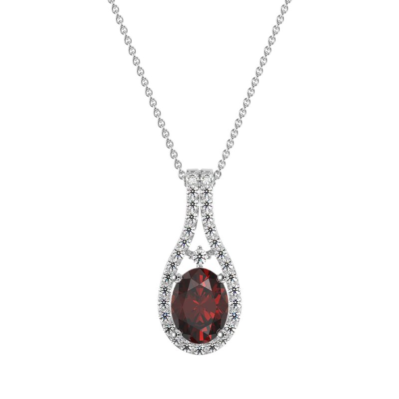 Wrap Around Halo Oval Necklace