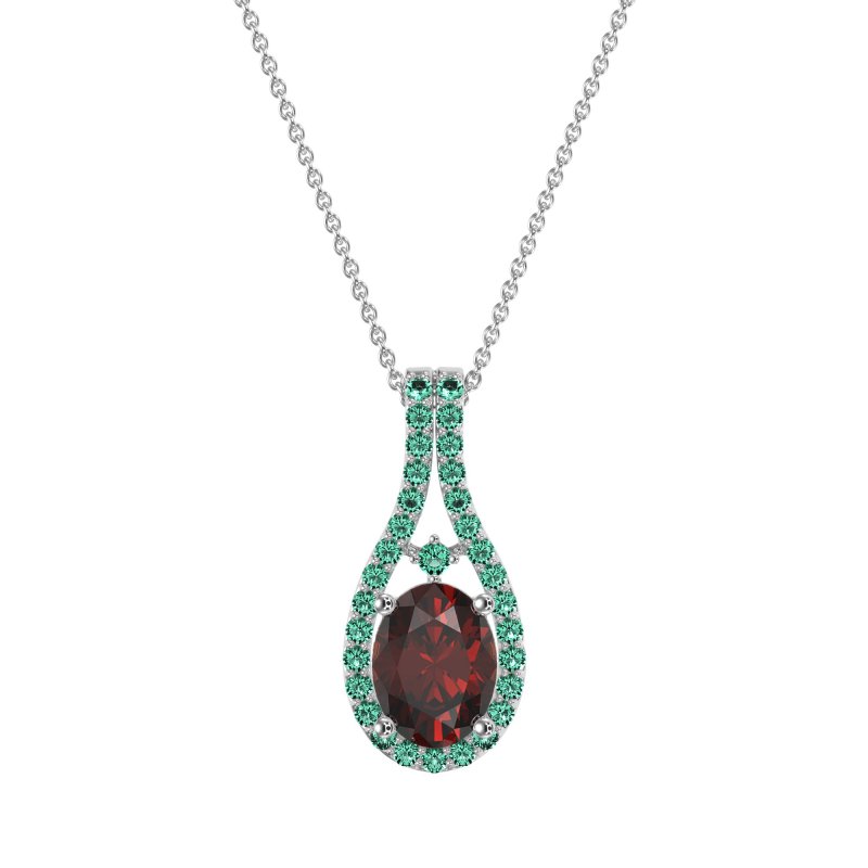 Wrap Around Halo Oval Necklace
