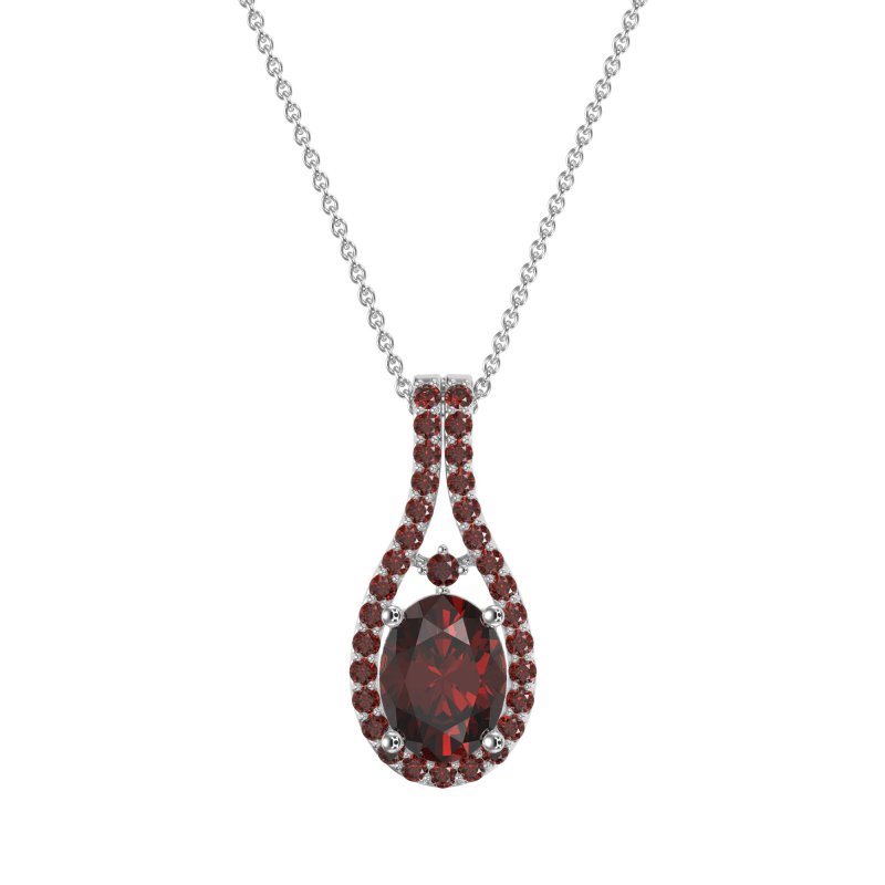 Wrap Around Halo Oval Necklace