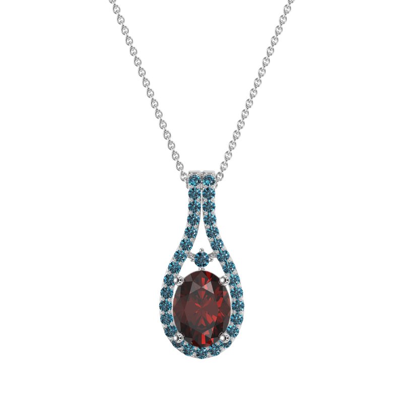 Wrap Around Halo Oval Necklace