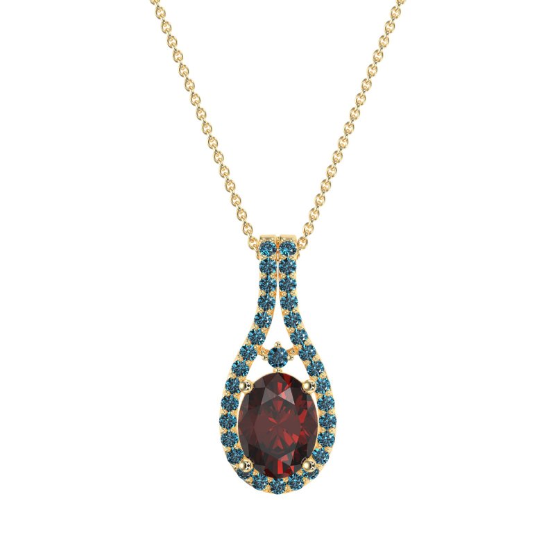 Wrap Around Halo Oval Necklace
