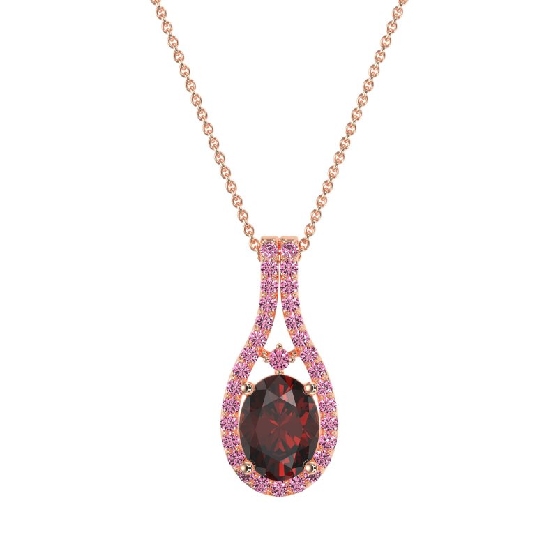 Wrap Around Halo Oval Necklace
