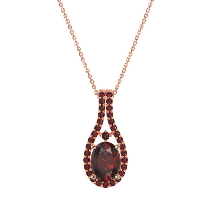 Wrap Around Halo Oval Necklace