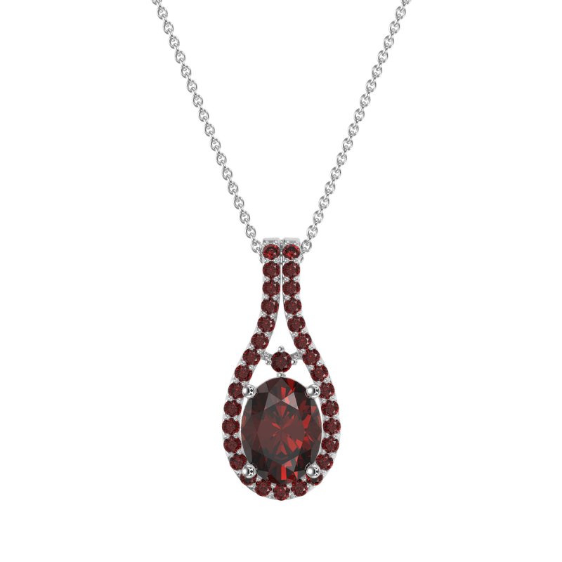 Wrap Around Halo Oval Necklace