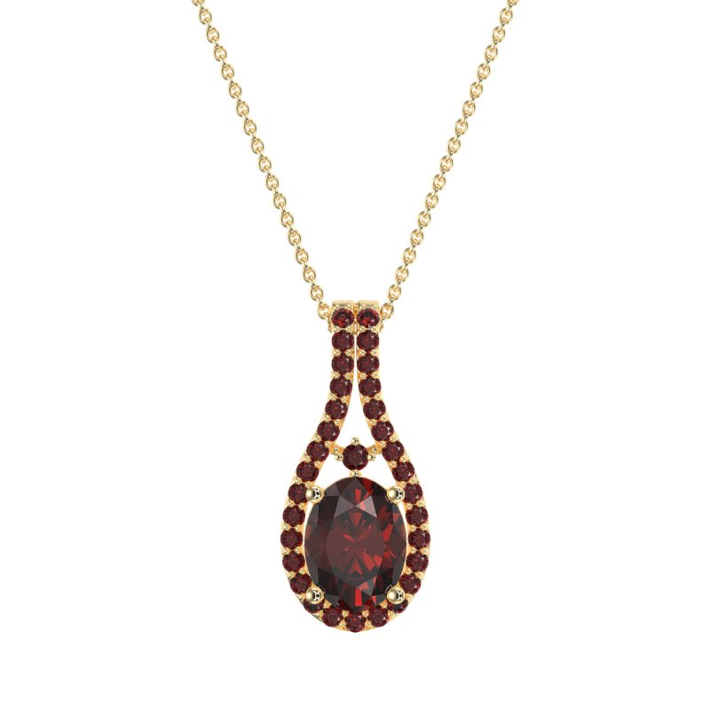 Wrap Around Halo Oval Necklace