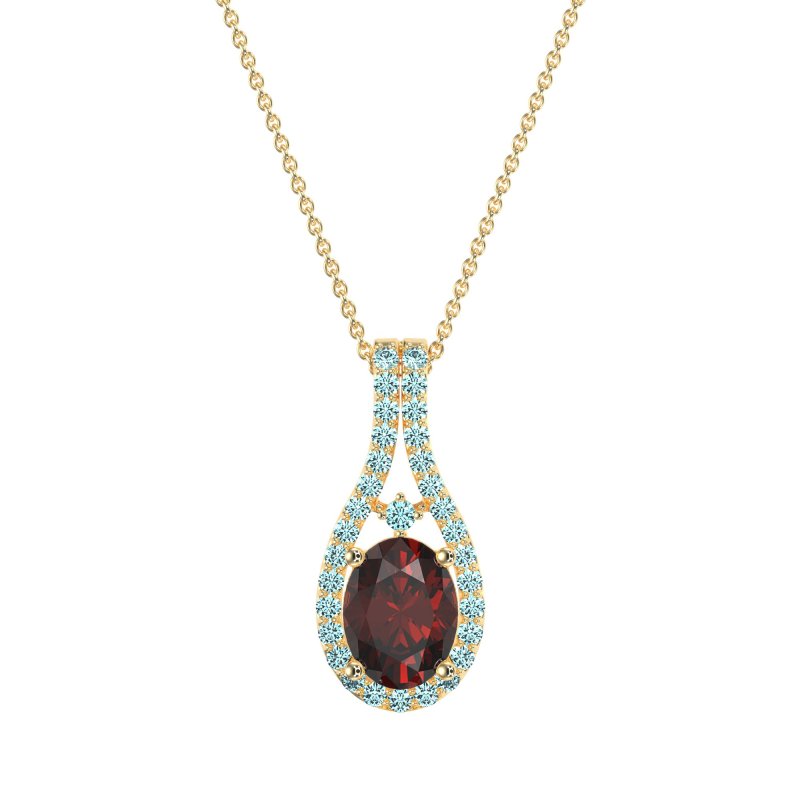 Wrap Around Halo Oval Necklace