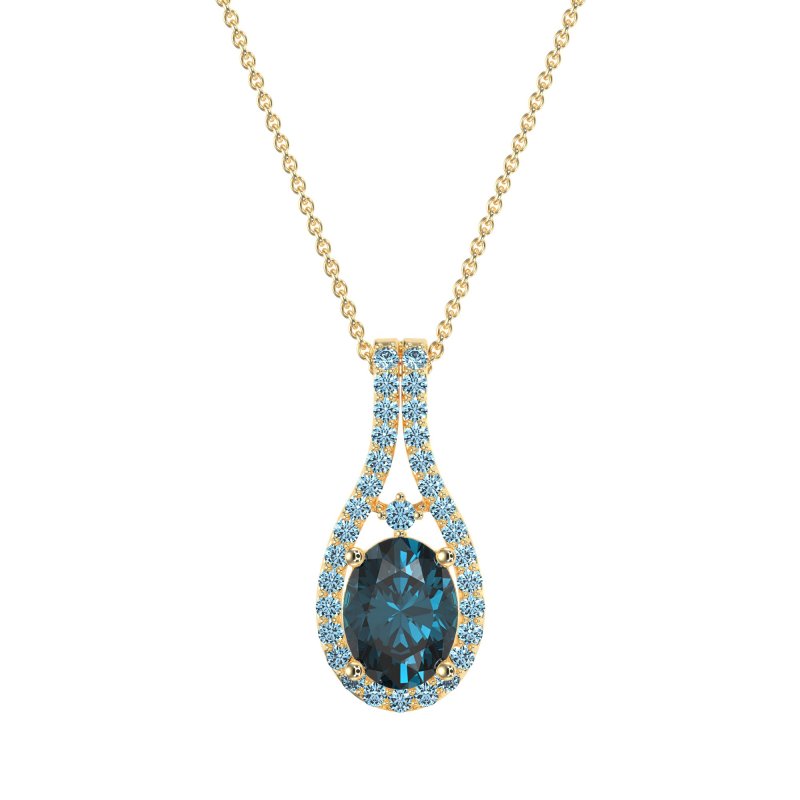 Wrap Around Halo Oval Necklace