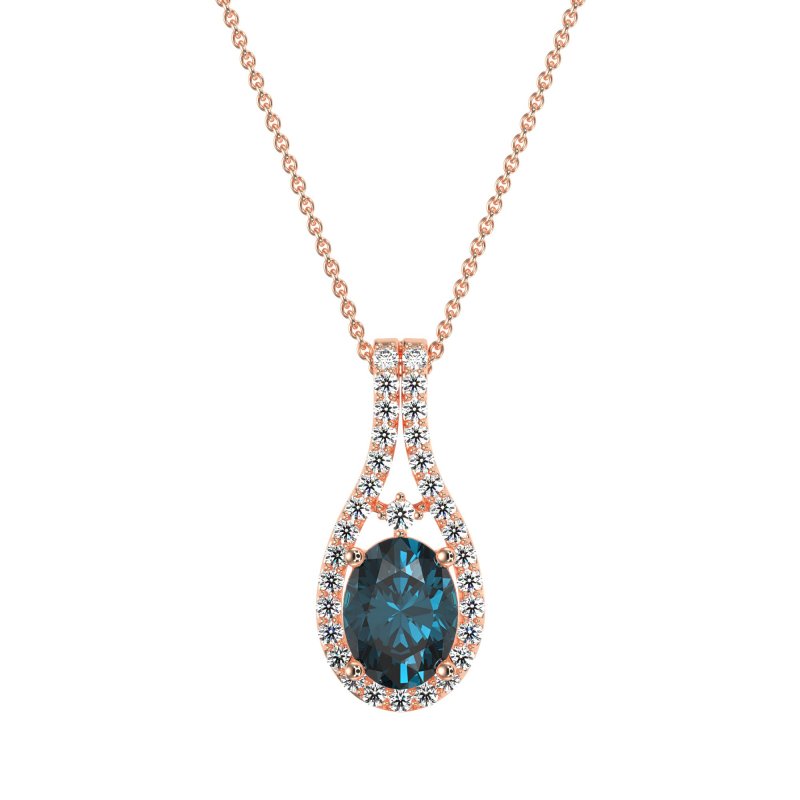 Wrap Around Halo Oval Necklace