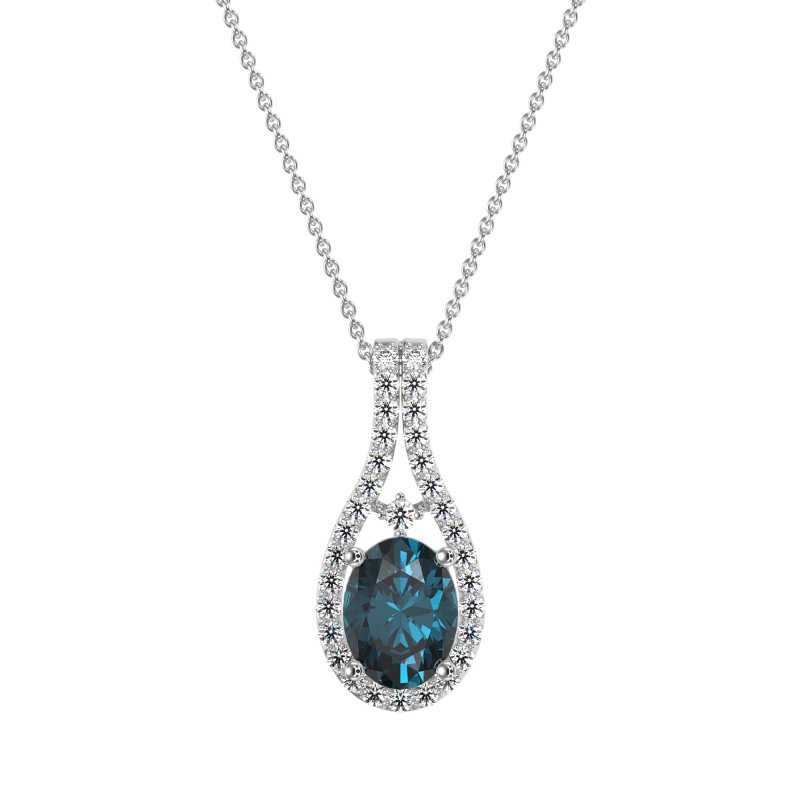 Wrap Around Halo Oval Necklace