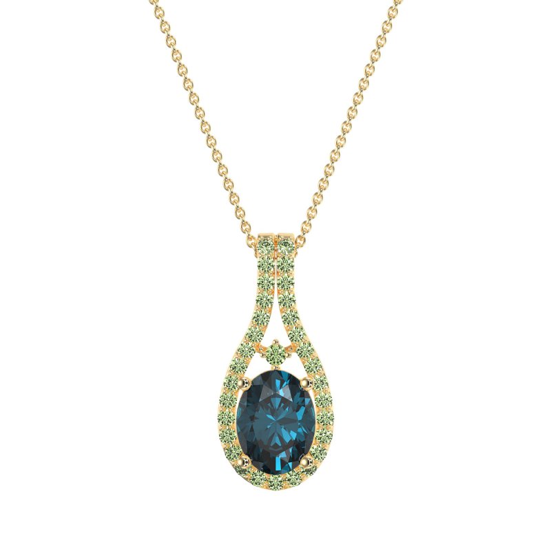 Wrap Around Halo Oval Necklace