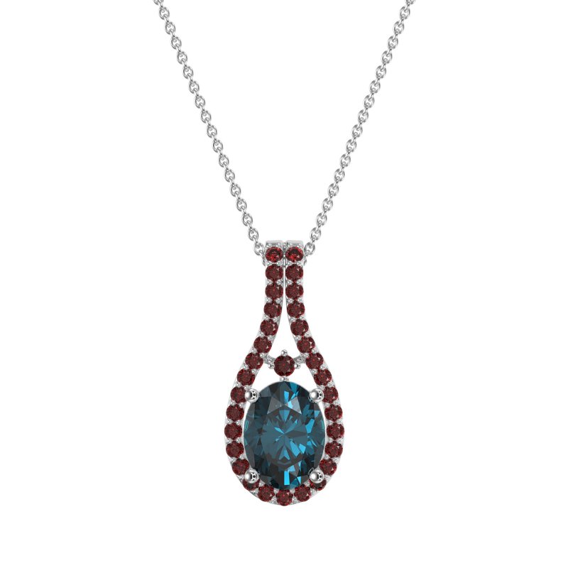 Wrap Around Halo Oval Necklace