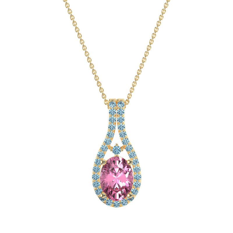 Wrap Around Halo Oval Necklace