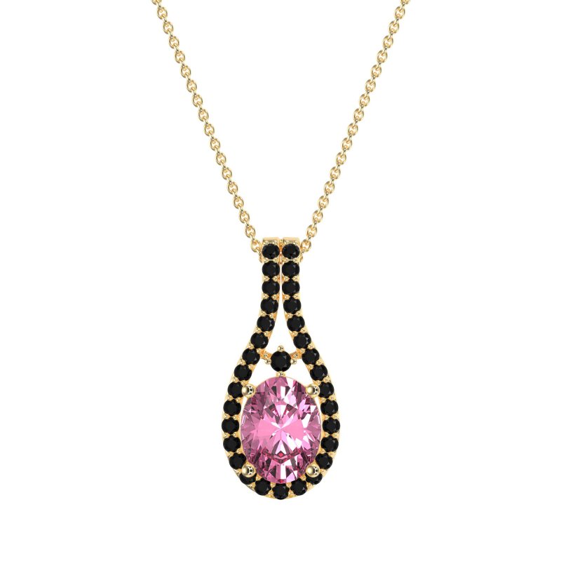 Wrap Around Halo Oval Necklace