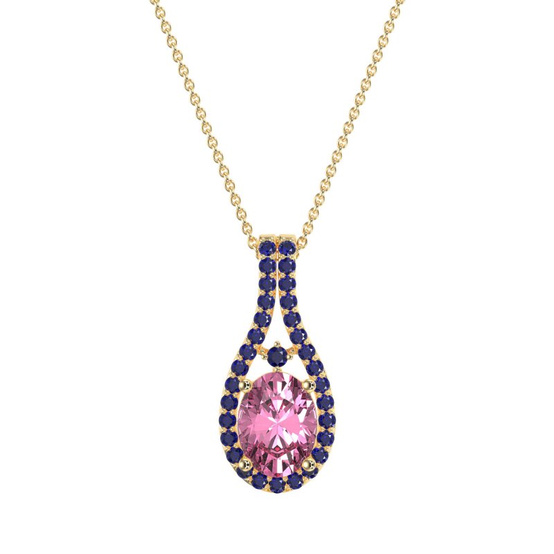 Wrap Around Halo Oval Necklace