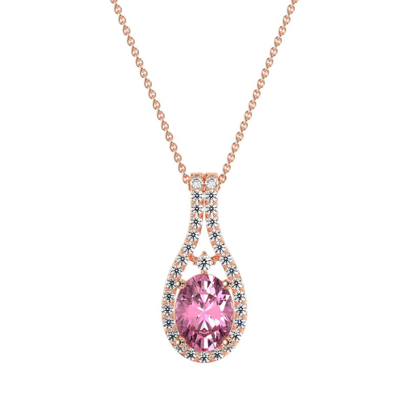 Wrap Around Halo Oval Necklace