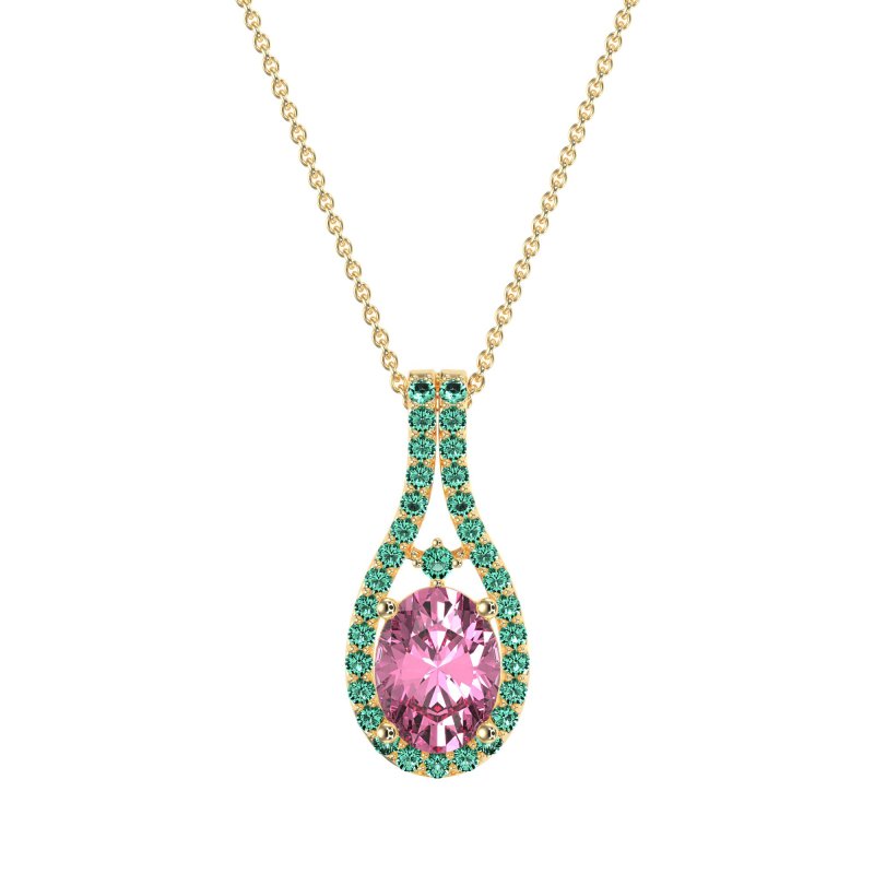 Wrap Around Halo Oval Necklace