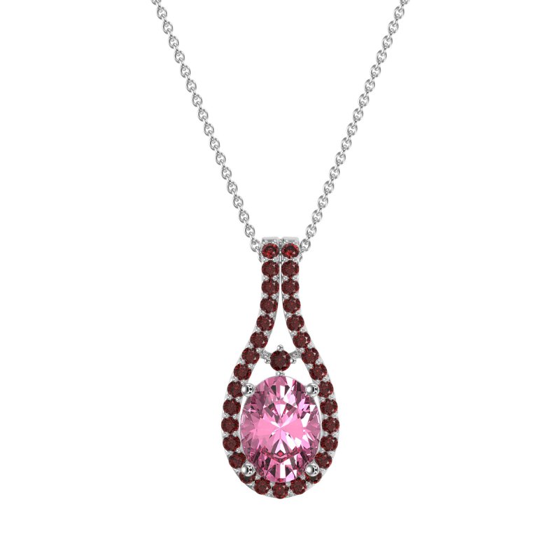 Wrap Around Halo Oval Necklace