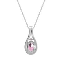 Wrap Around Halo Oval Necklace