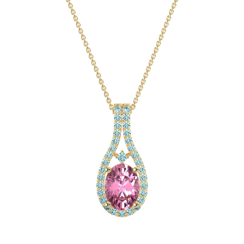 Wrap Around Halo Oval Necklace