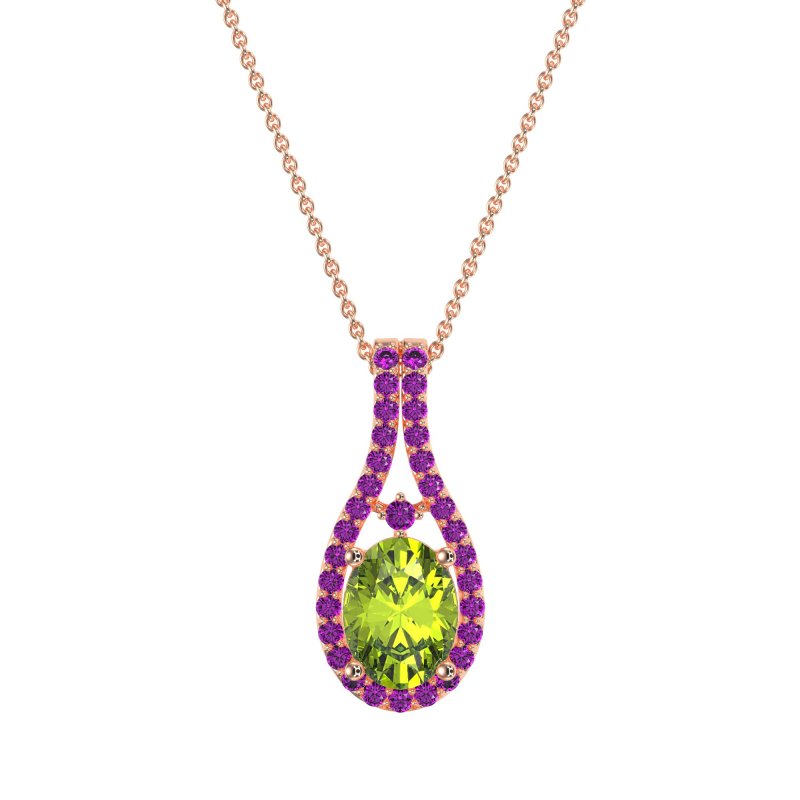 Wrap Around Halo Oval Necklace