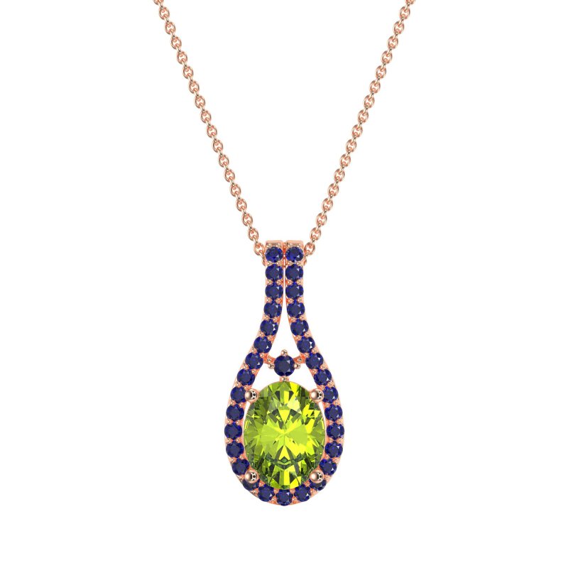 Wrap Around Halo Oval Necklace