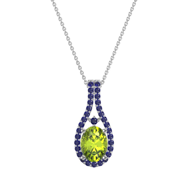 Wrap Around Halo Oval Necklace