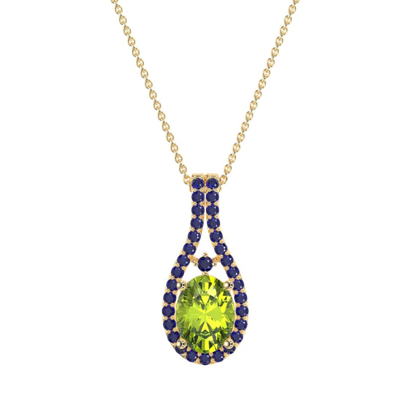 Wrap Around Halo Oval Necklace