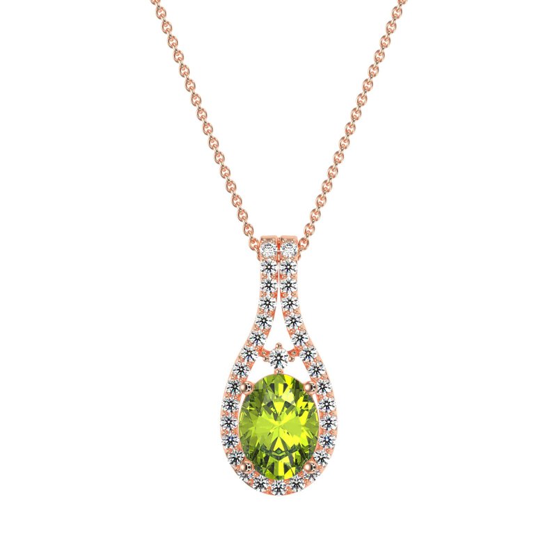 Wrap Around Halo Oval Necklace