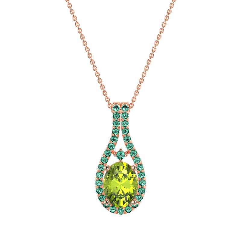 Wrap Around Halo Oval Necklace