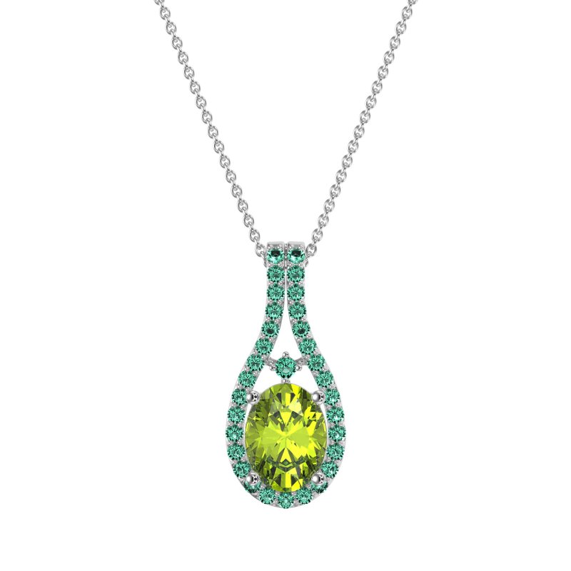 Wrap Around Halo Oval Necklace